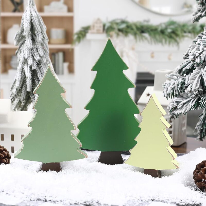 木製クリスマスギフト 3 つの松の工芸品の装飾品シーンマッチング撮影小道具クリスマス装飾|undefined