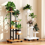 可移动阳台花架子客厅落地式铁艺置物架多层花盆托