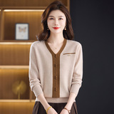 秋冬时尚羊毛针织衫新款v领妈妈毛衣中青年女装打底衫春秋休闲，女装针织衫/毛衣，妃慕昵服饰