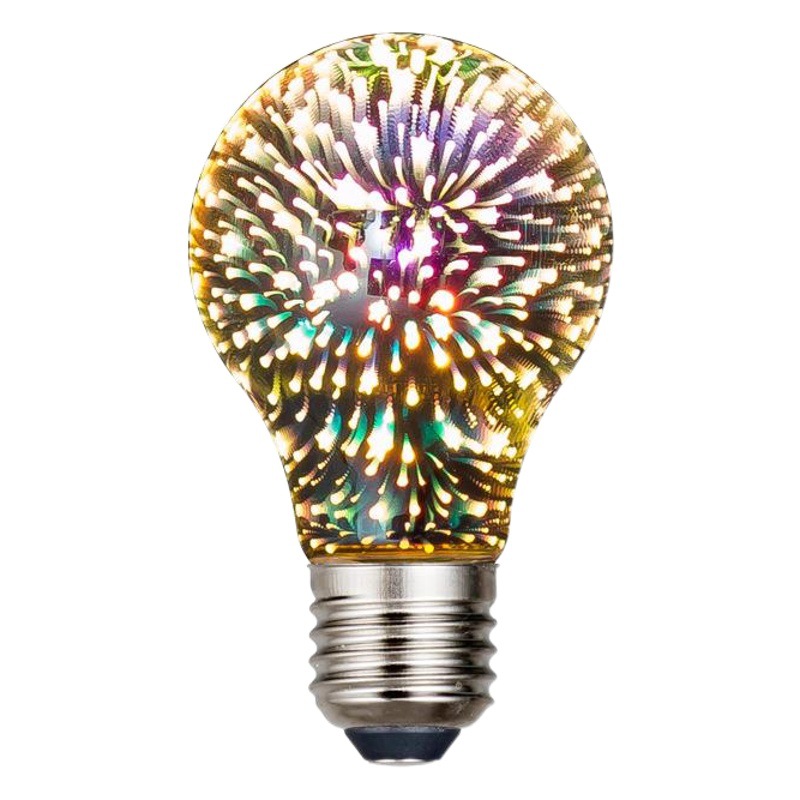 A60 3D fuegos artificiales bombilla Navidad atmósfera decoración colorida bombilla de vidrio creativa transfronteriza