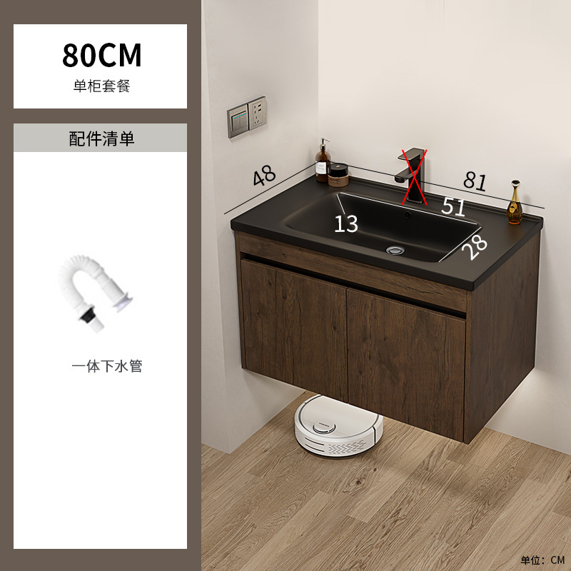 Nuevo gabinete de baño de color nuez gabinete de lavabo hotel pequeño baño en lavabo de aluminio espacio