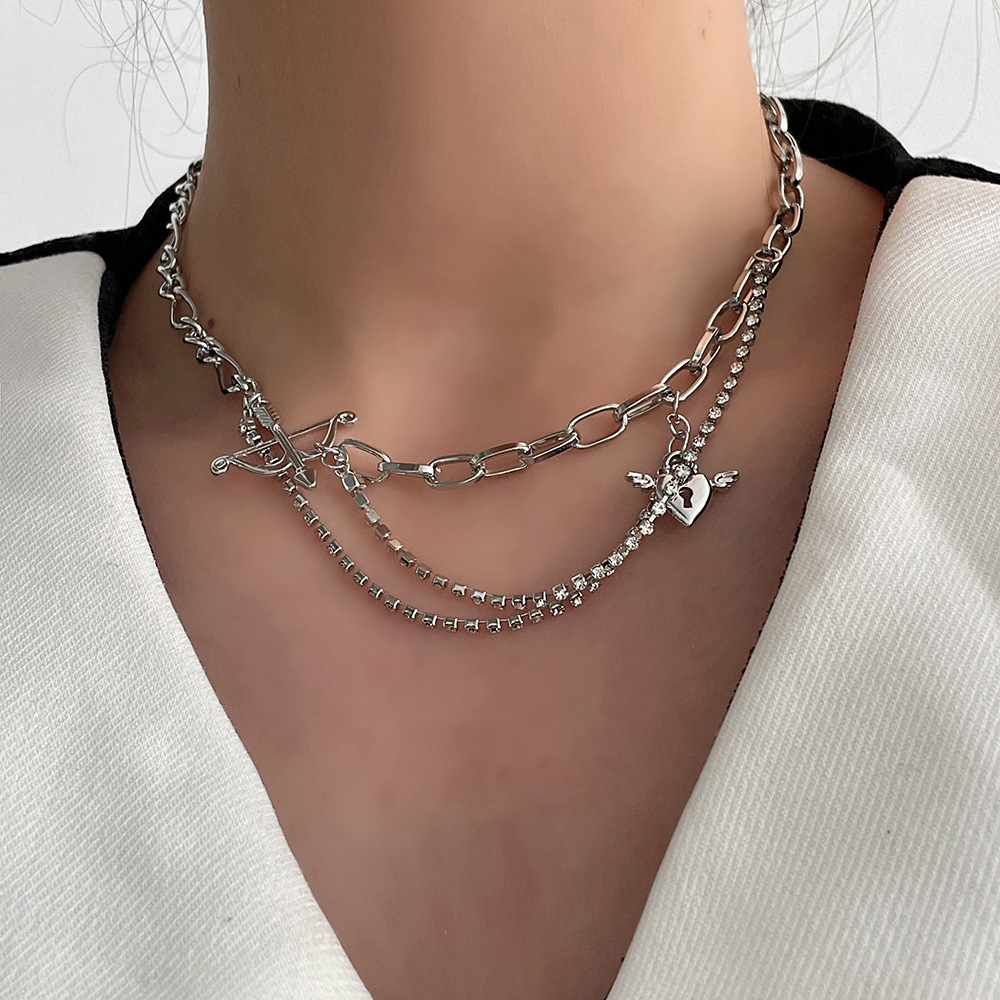 1 Piece Fashion Heart Shape Alloy Inlay Rhinestones Womenu0027S Necklace