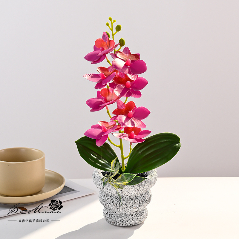 Pequeñas 8 flores Phalaenopsis bonsai flor artificial moda creativa decoración de flores decoración artificial planta verde simulación pequeña en maceta image 1