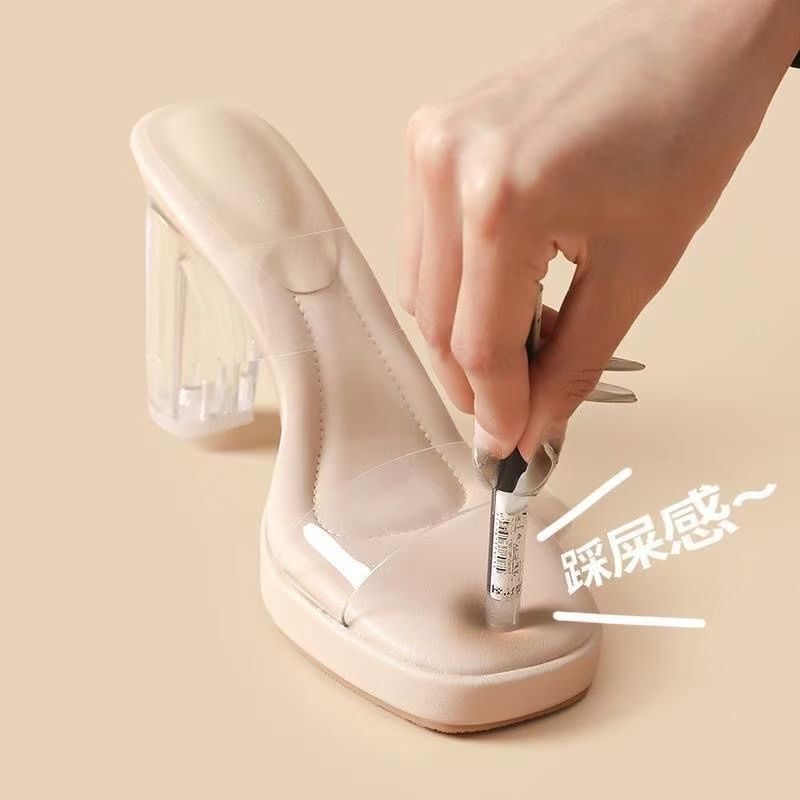 Sheepskin Feels Like Stepping on Shit, One-Line Waterproof Platform Transparent High Heels for Women 2025 Summer New Sandals Crystal Heel Sandals Sheepskin Feels Like Stepping on Shit, One-Line Waterproof Platform Transparent High Heels for Women 2025 Summer New Sandals Crystal Heel Sandals