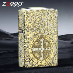 正規品ZORRO佐罗クロームメッキ圣徒康2色灯油ライター精雕代発正規品卸贈答生
