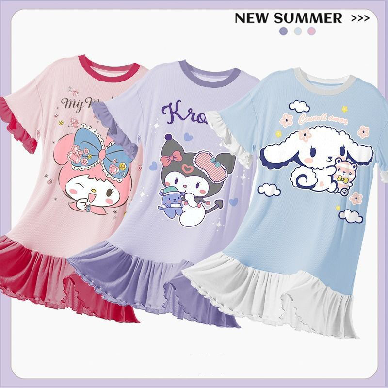 Children's pajamas for girls in Southeast Asia, thin summer sleep dresses for little girls, mother and daughter sleepwear, 2023 new home clothes
