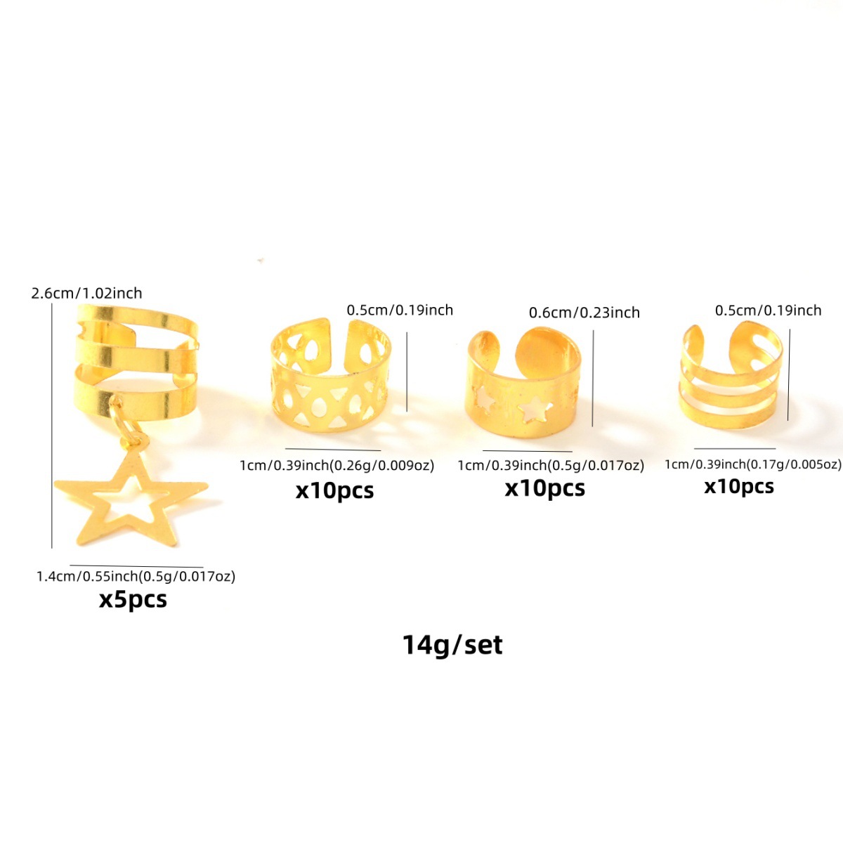 35 piezas de estrella personalizada, combinación de luna, nueva peluca transfronteriza, hebilla de cabello trenzada sucia, colgante, anillo para el cabello, clip decorativo de anillo de extensión para el cabello