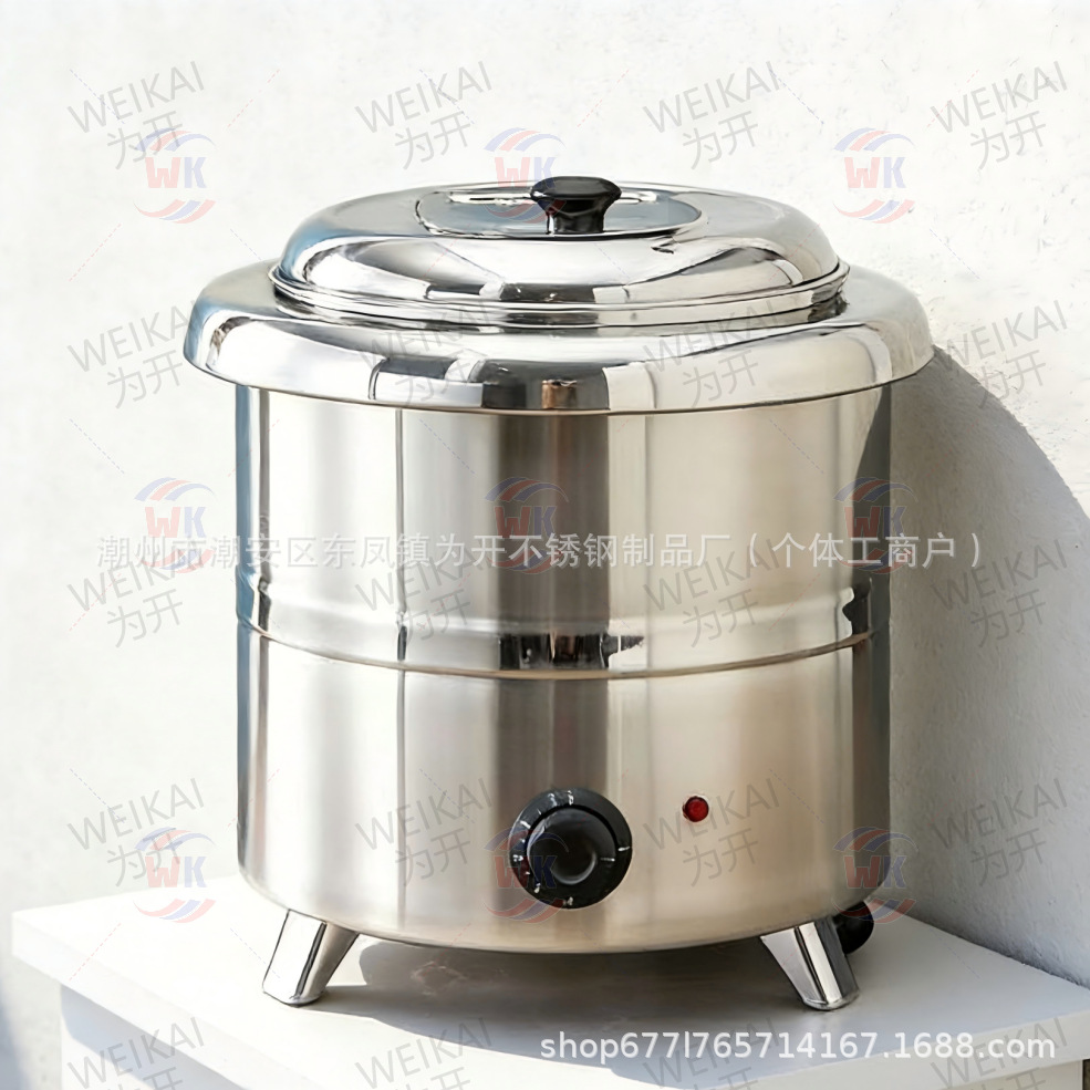 304 ollas de sopa caliente de acero inoxidable transfronterizas, sopa caliente comercial, gachas, cubos, ollas, Hotel desayuno, calefacción eléctrica y aislamiento térmico 13l estufa de sopa de autoservicio