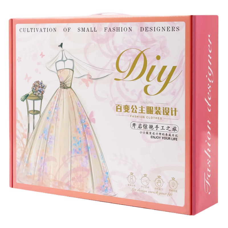 Regalo de cumpleaños de las niñas ropa para niños diseño hecho a mano material de tela DIY paquete muñeca juguete educativo caja de regalo