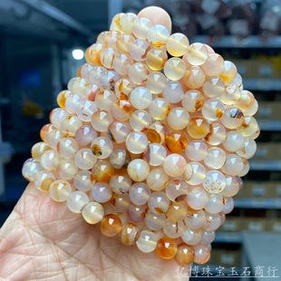 Wholesale natural red grass flower agate bracelet polished girls niche summer single circle round bead jewelry will sell gifts