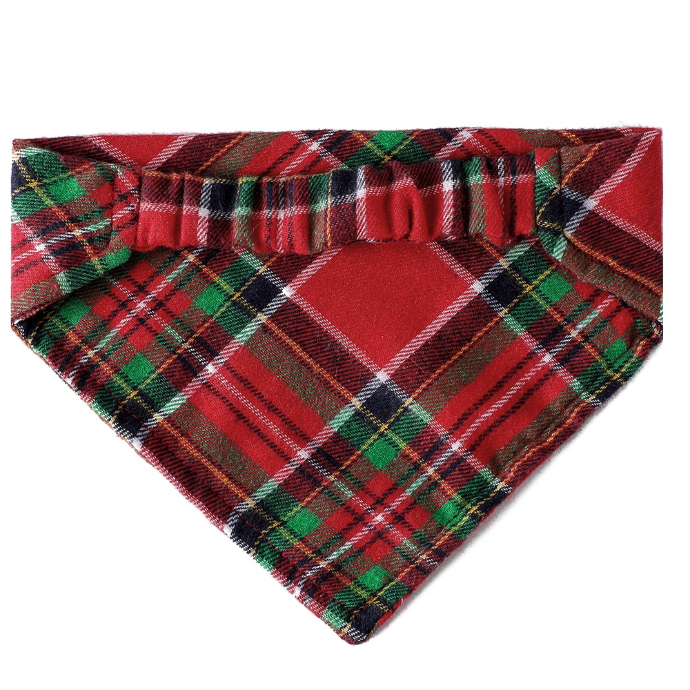 Elástico nuevo en stock transfronteriza mascota saliva toalla mascota bufanda Navidad perro bufanda accesorios para mascotas Plaid
