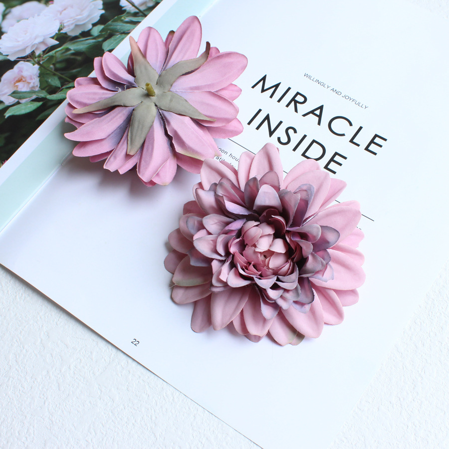 Artificial Flower Head, Dahlia Wedding Flower Wall Decoration Flower DIY Handmade Material Hat Flower Clothing Accessories Wholesale