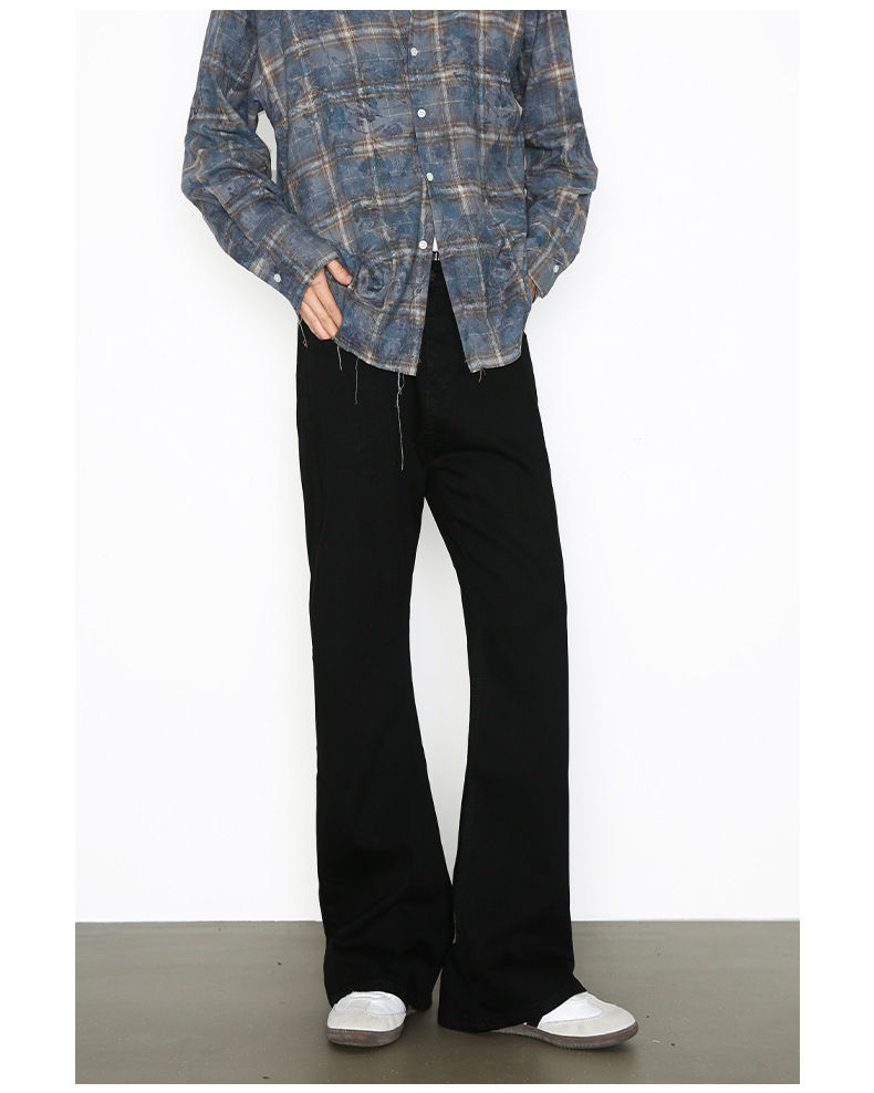 Streetwear Stretch Flare Jeans – High Waist Relaxed Fit Vintage Washed Denim Pants For Men_mkmklike.com