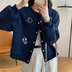 秋季新款卡通刺绣外套女韩版圆领时尚减龄休闲百搭宽松显瘦外套