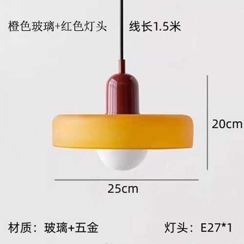 Lámpara de vidrio de colores nórdica creativa simple mesa de comedor moderna dormitorio bar hotel cabezal de cama candelabro colorido comedor