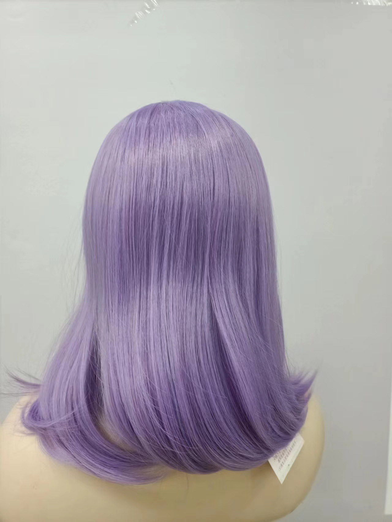 Peluca de fibra química al por mayor, peluca morada corta de seda de alta temperatura, mecanismo completo