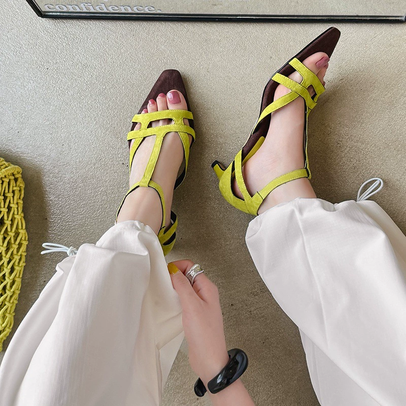 Retro summer fashionable universal sandals, thin strap