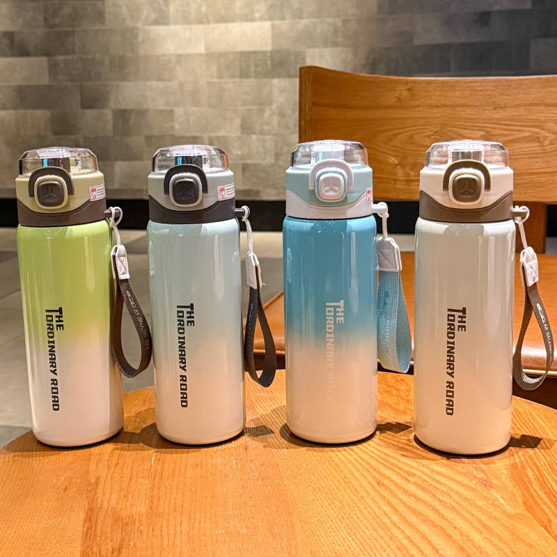 Spray-cooled insulated cup with dual-use lid, gradient color, high aesthetic value, 316 stainless steel, portable outdoor sports cup