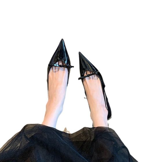 Fashionable essence! High Heeled Baotou Sandals Women's 2024 New Bow Black Pointed Thin Heeled Air Shoes