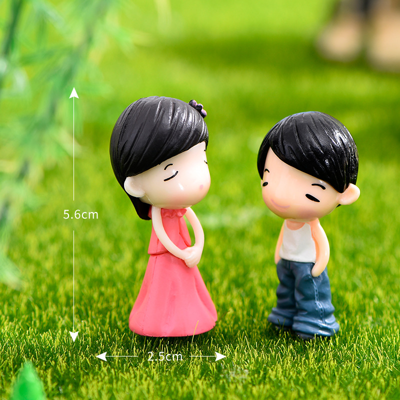 Cặp đôi trai xinh gái đẹp, tiểu cảnh mini trang trí sen đá DIY dễ thương (z-CJ-1370)