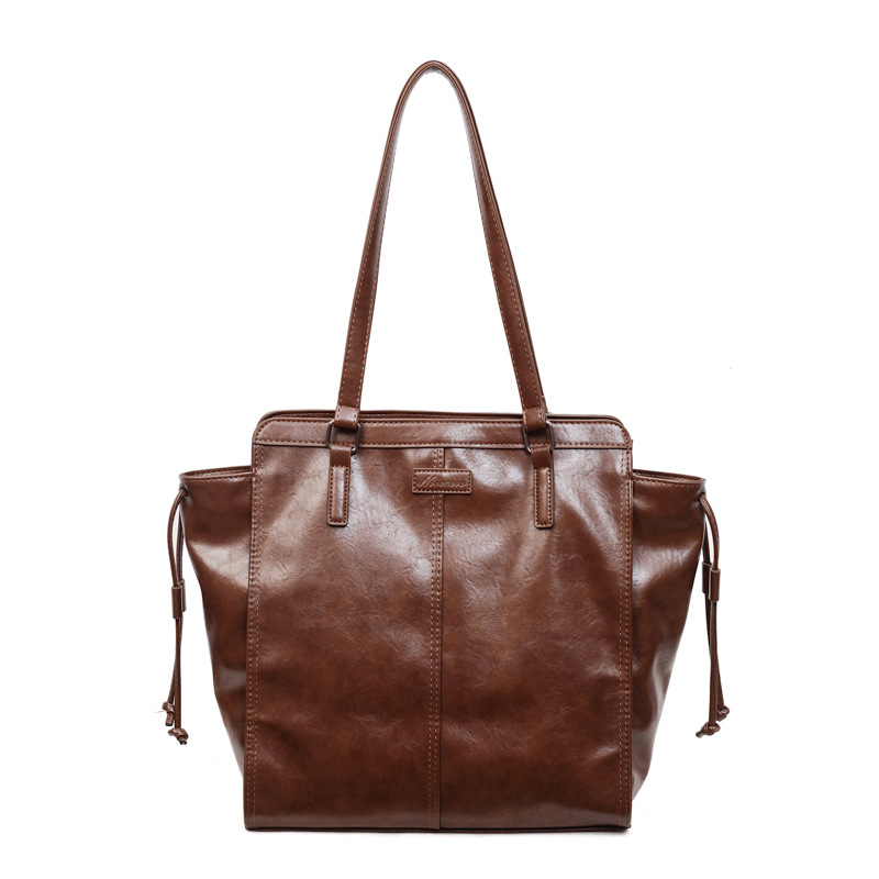 Bolsa de mano de cera de alta calidad de piel de aceite para mujeres 2025 nuevo retro multifuncional bolso de hombro de gran capacidad bolso de viaje