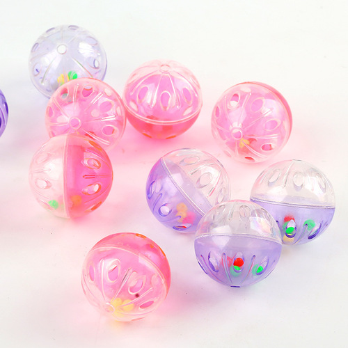 Manufacturer wholesale cat toy colorful hollow ball interactive cat bell ball sound-making toy self-entertaining pet toy