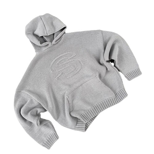 2025 Autumn/Winter Y2K Hooded Casual Letter-Print Knitted Trendy Loose-Fit Sweater for Men and Women