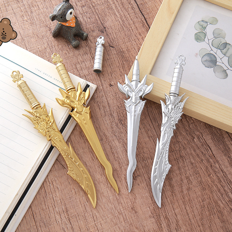 Pluma de góner con forma de arma creativa, papelería linda, espada, pluma de agua, herramienta de escritura para estudiantes, premio, regalo, pluma de góner
