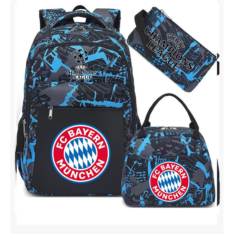 Aficionados al fútbol del Real Madrid Chelsea estudiantes de primaria alrededor de la mochila del Bayern mochila de tres piezas de gran capacidad