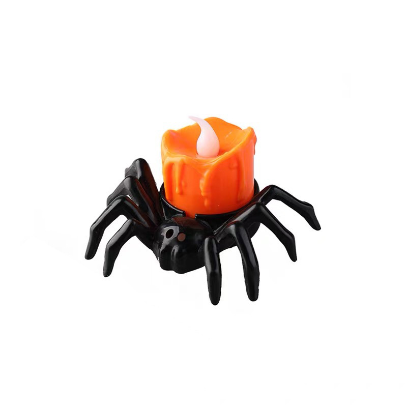 Lámpara de calabaza de Halloween luminosa araña luz nocturna atmósfera decoración props LED adornos de vela electrónica