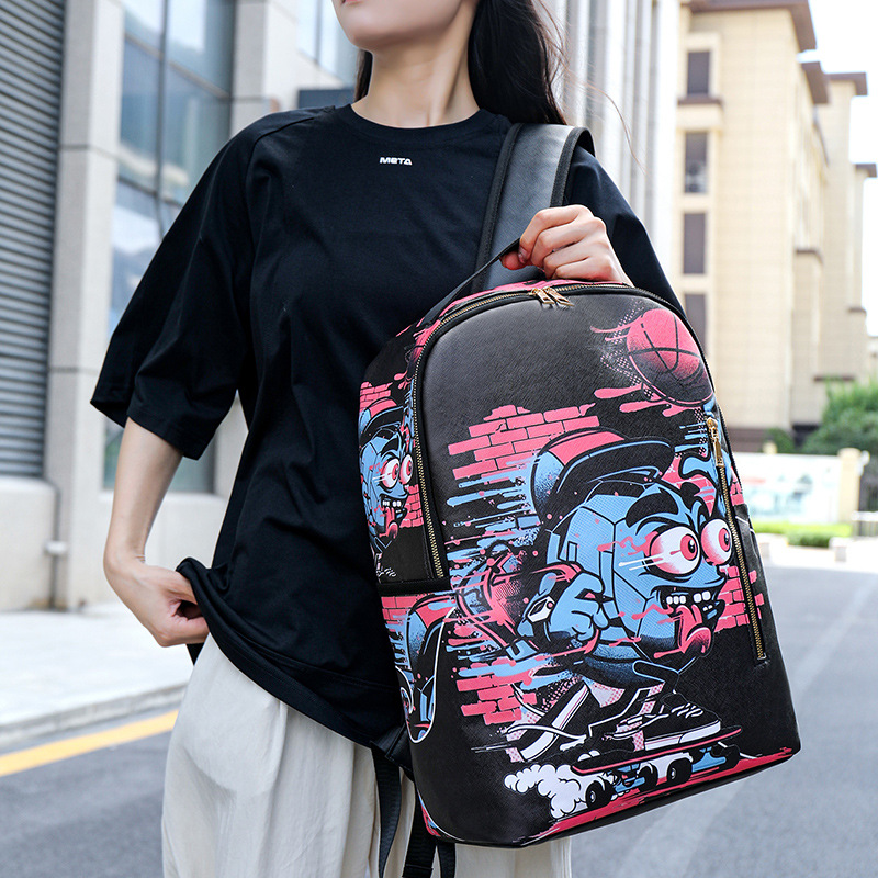 Nuevo estilo transfronterizo de dibujos animados casual estudiante mochila escolar impresión de moda gran capacidad animación tendencia mochila estilo extranjero