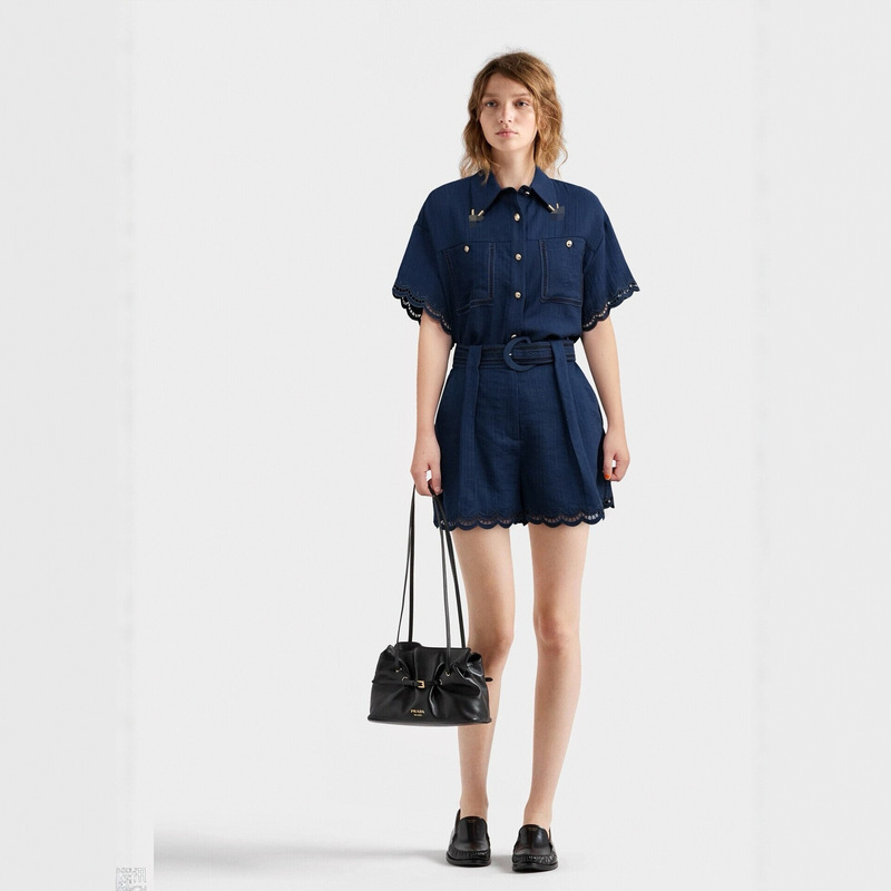 Gentle style cotton-linen short-sleeve two-piece set with exquisite lace detailing, solid color versatile casual women's outfit Gentle style cotton-linen short-sleeve two-piece set with exquisite lace detailing, solid color versatile casual women's outfit