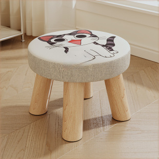 Small Stool, Household Shoe Changing Stool, Creative Small Bench, Fabric Small Stool, Living Room Coffee Table Stool, Solid Wood Small Chair Maki