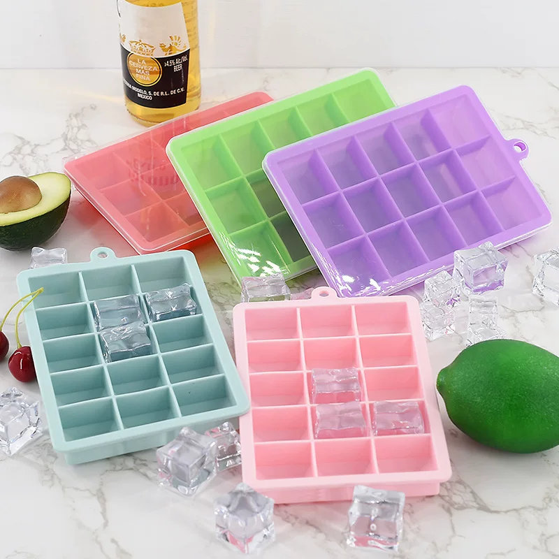 Silicone square ice cubes, mold, 15 cells