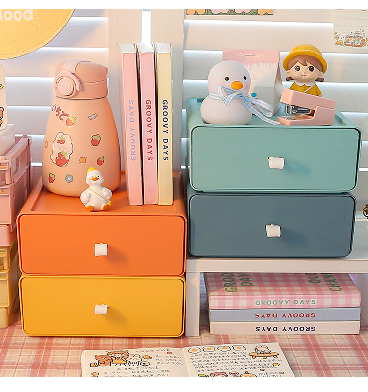Desktop Storage Box Simple Style Storage Box Student Dormitory with Drawer Cosmetic Box Household Stackable Storage Rackpicture3