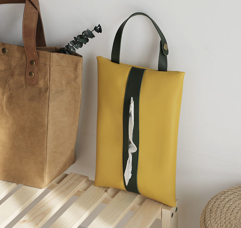 Creative Hanging High-End Car Tissue Bag In-Car Leather Tissue Box Bathroom Toilet Wall-Mounted Tissue Bag