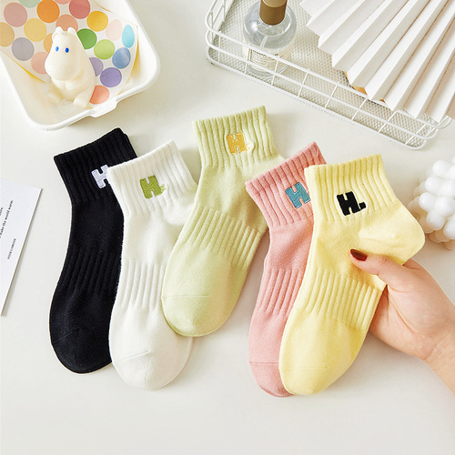 New socks, women's socks, spring and autumn, absorb sweat and deodorant, Korean students, cute Japanese, ins, fashionable all-matching women's short socks