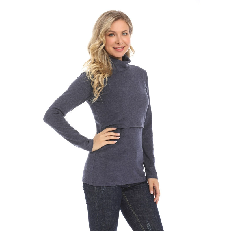 2025 winter pregnant women winter base shirt warm turtlenecks on the 2025 trendy mother breastfeeding jacket stretch slim pregnant women top