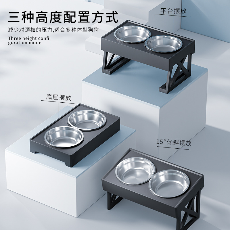 Ventas directas de fábrica Amazon transfronterizo perro cuenca de acero inoxidable elevado tazón gato y perro tazón alimentador mascotas suministros al por mayor