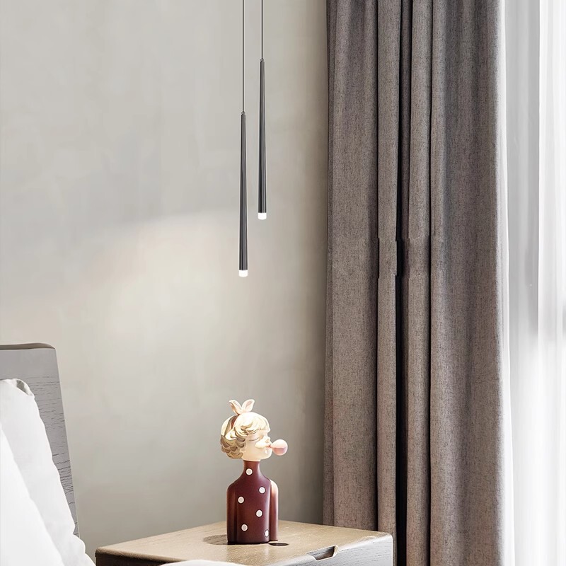 Bedside Chandelier Nordic Minimalist Linear Dining Room Backwall Lamp Modern Simple Master Bedside Long Tube Small Chandelier