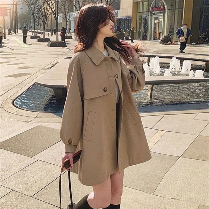 College Style Retro Style Jacket 2025 Spring & Fall New Style Versatile Tops for Small People Mid-Length Windbreaker Jacket for Women