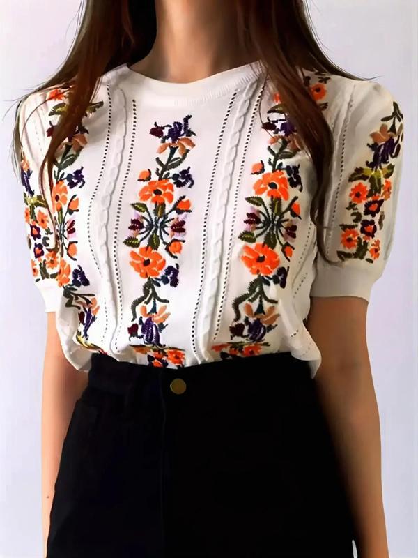 E1939 代发速卖通亚马逊跨境新款男式针织衫女装碎花刺绣蓬蓬