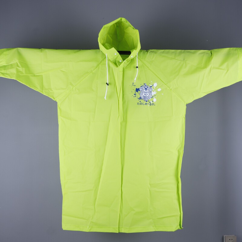 Factory Wholesale Extended-Length Japanese Team Double-Layer Explosion-Proof Long Raincoat, Thickened Pullover-Style Fluorescent Green Raincoat Long Version