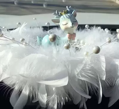 Car ornaments, Deer Car Ornament with a - big-deer-pearl-feather-cushion