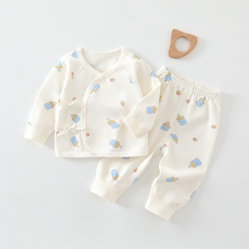 ベビー下着セット 純綿タイプA 新生児服 2点セット 両用新生児秋服と長ズボン|undefined
