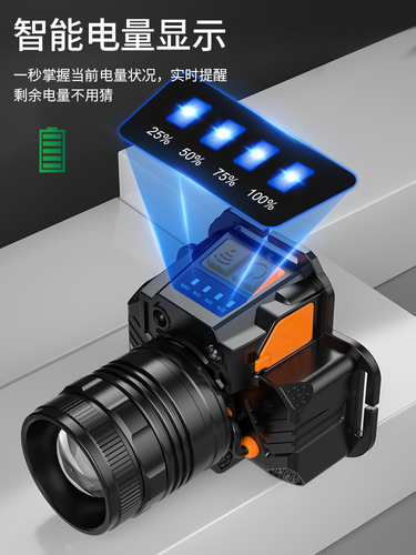 Strong light, super bright, waterproof, rechargeable, long battery life, outdoor head-mounted fishing night fishing zoom sensor headlight wholesale