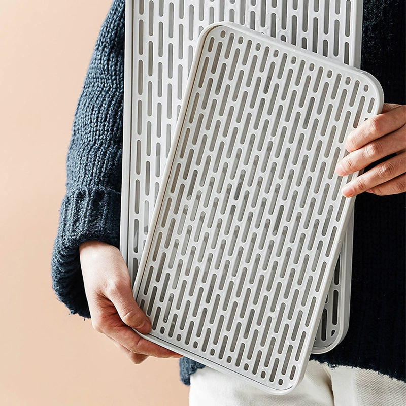 Двухслойный пластиковый поднос для слива в японском стиле, креативный прямоугольный бытовой простой чайный поднос, встроенная стойка для хранения чашек