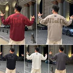 秋季新款男士时尚潮流休闲长袖T恤百搭字母设计款个性圆领卫衣T恤