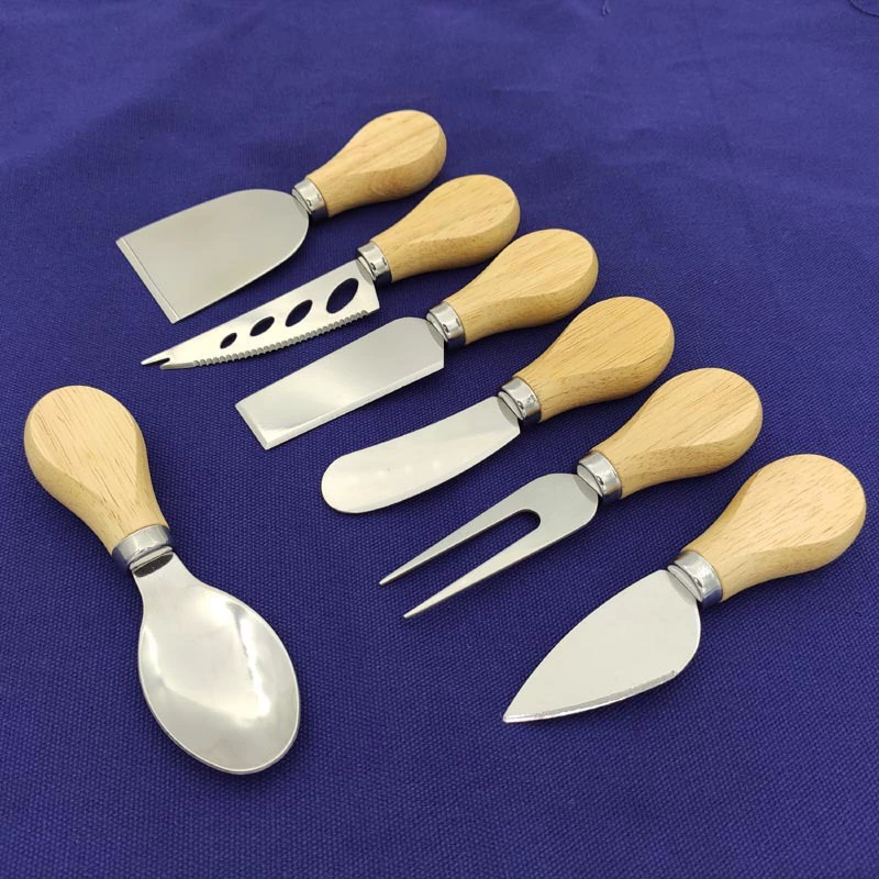 Нож для сыра с ручкой из дуба из нержавеющей стали, нож для сыра, масло, масло, сыр сыр, пицца пицца маленький нож