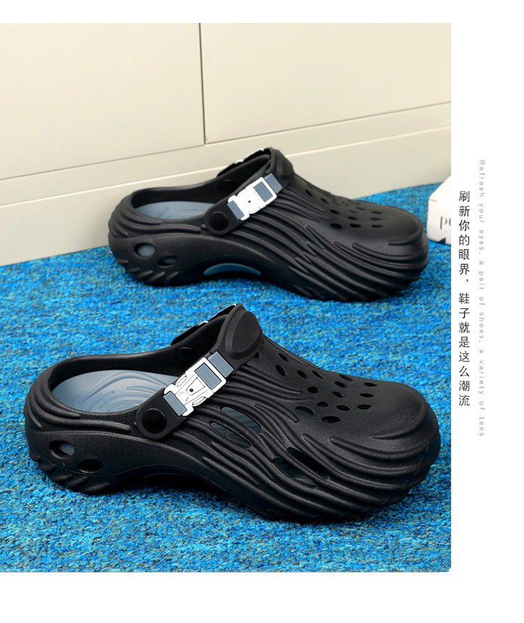 Dép sandal nam lỗ thoáng đế dày EVA chống trượt, đi biển và lái xe — Màu nâu kaki, Xanh nhạt, Đen xám chi tiết 9